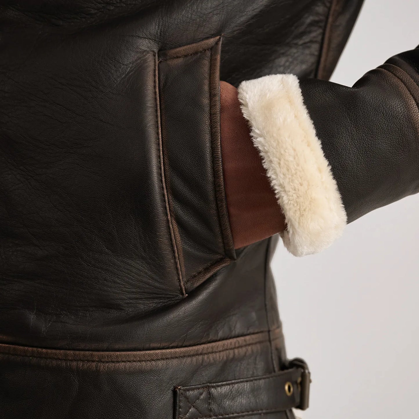 Francis B-3 Dark Brown Leather Bomber Jacket