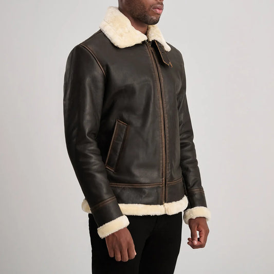 Francis B-3 Dark Brown Leather Bomber Jacket