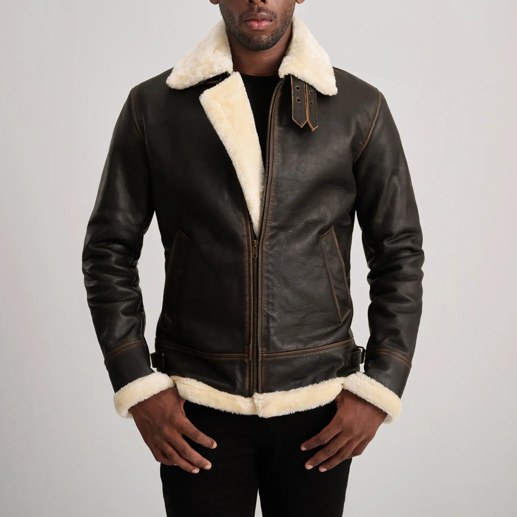 Francis B-3 Dark Brown Leather Bomber Jacket
