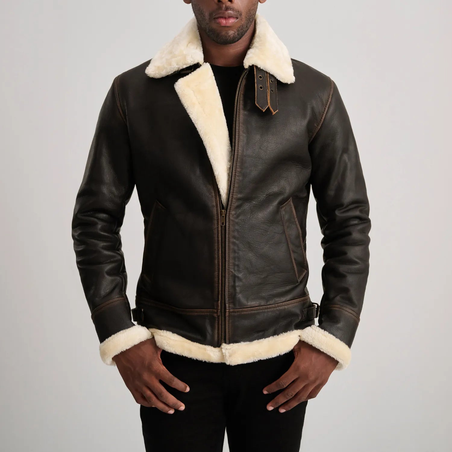Francis B-3 Dark Brown Leather Bomber Jacket