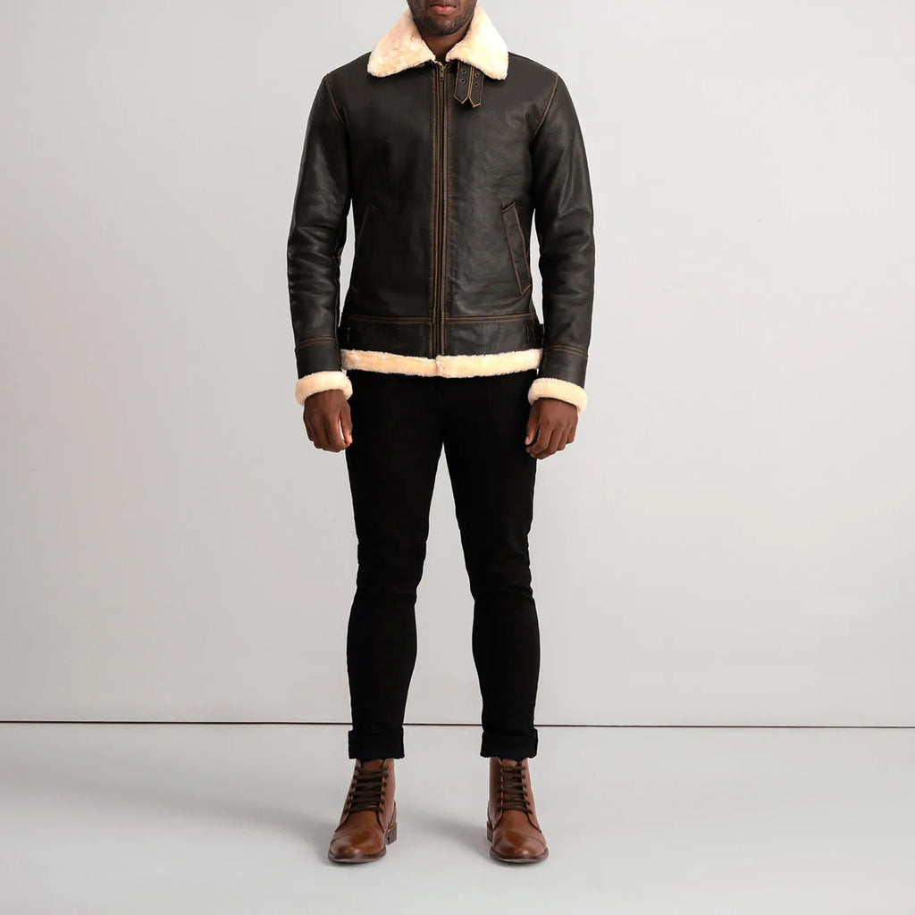 Francis B-3 Dark Brown Leather Bomber Jacket