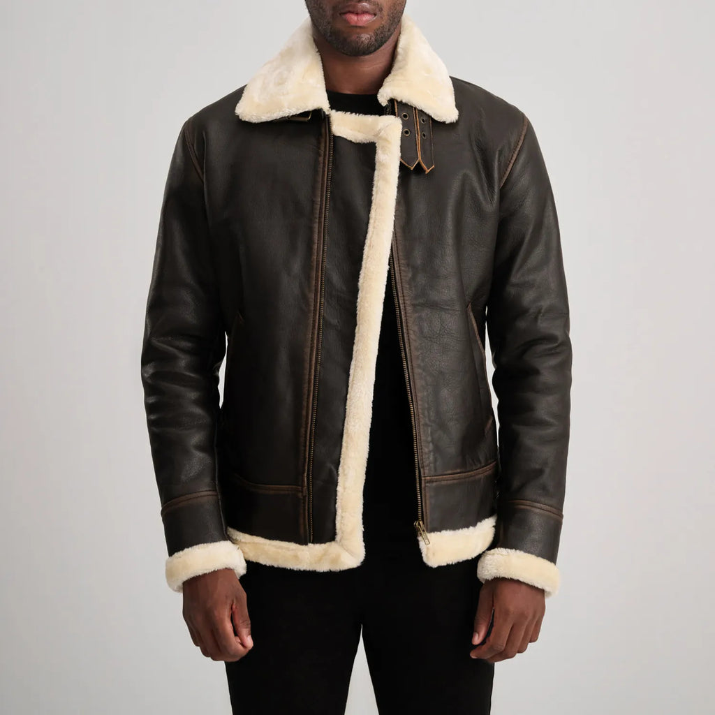 Francis B-3 Dark Brown Leather Bomber Jacket