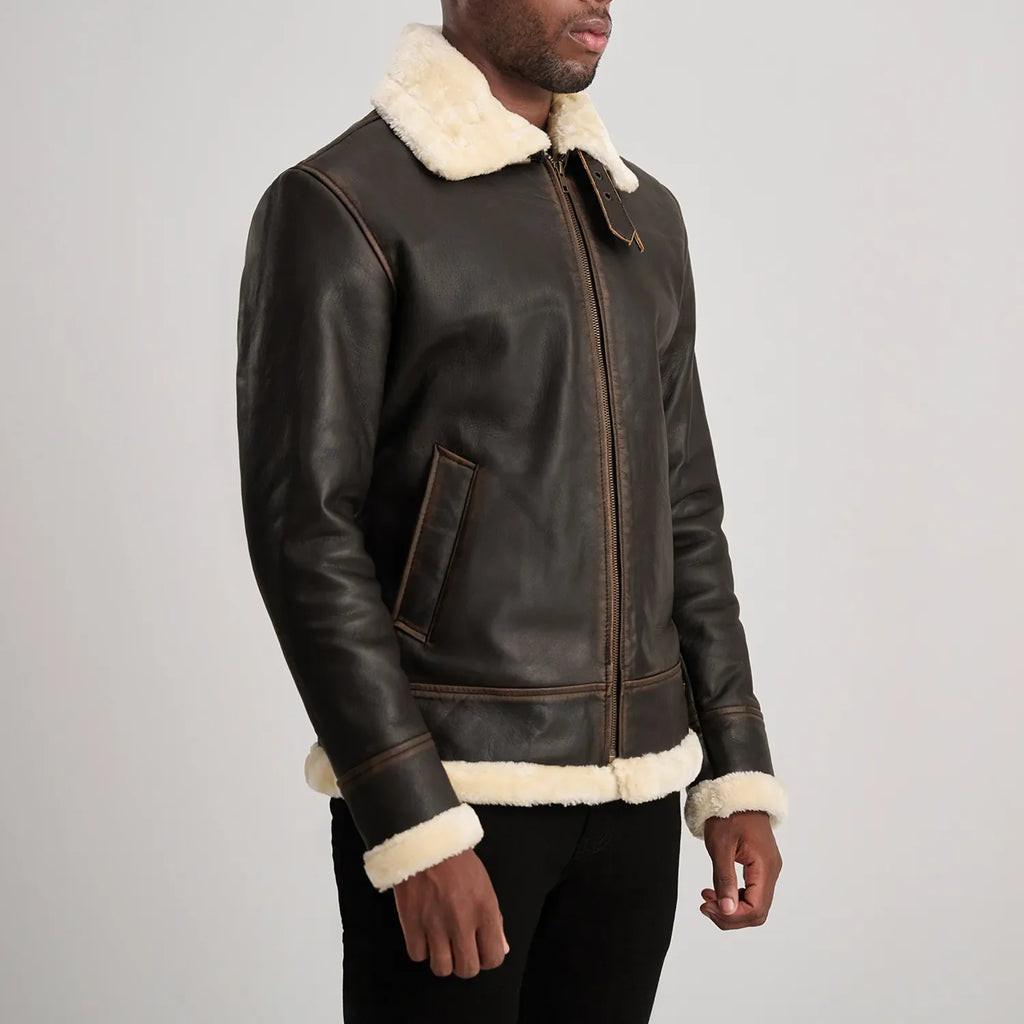 Francis B-3 Dark Brown Leather Bomber Jacket