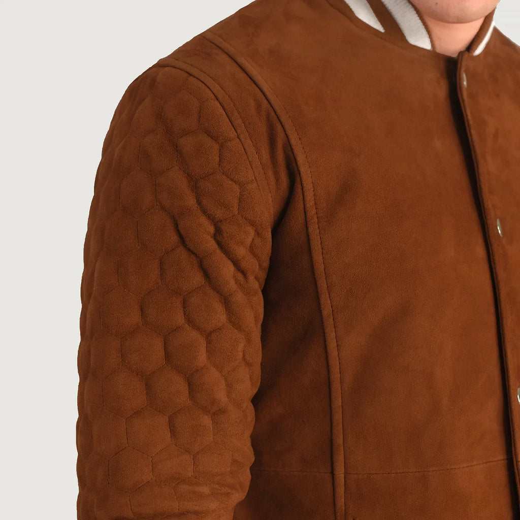 Wilde Tan Brown Suede Varsity Coat