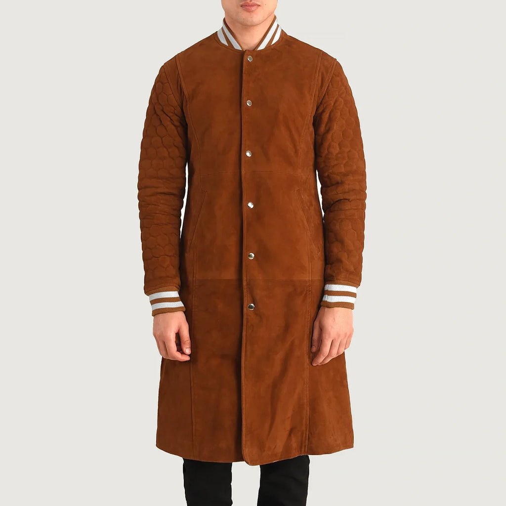 Wilde Tan Brown Suede Varsity Coat