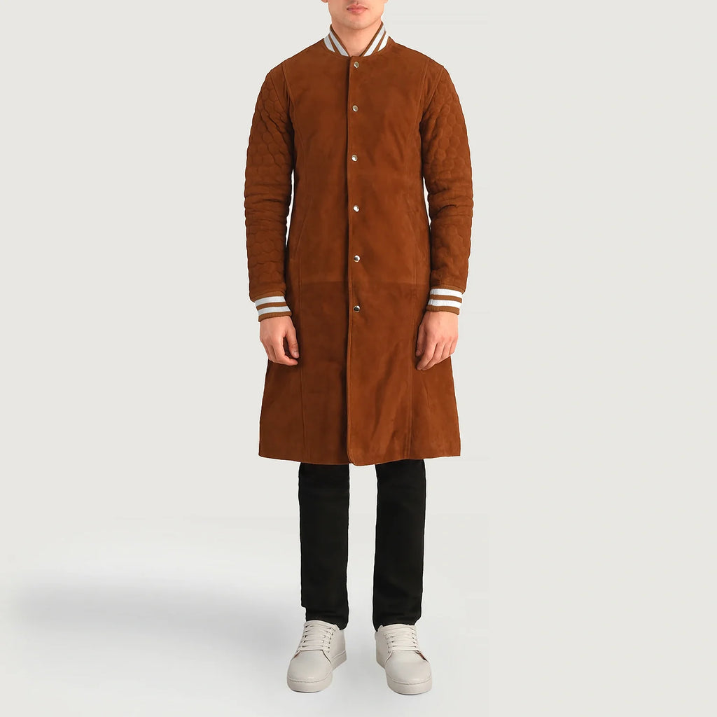 Wilde Tan Brown Suede Varsity Coat