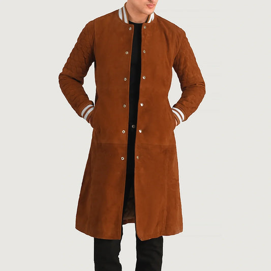 Wilde Tan Brown Suede Varsity Coat