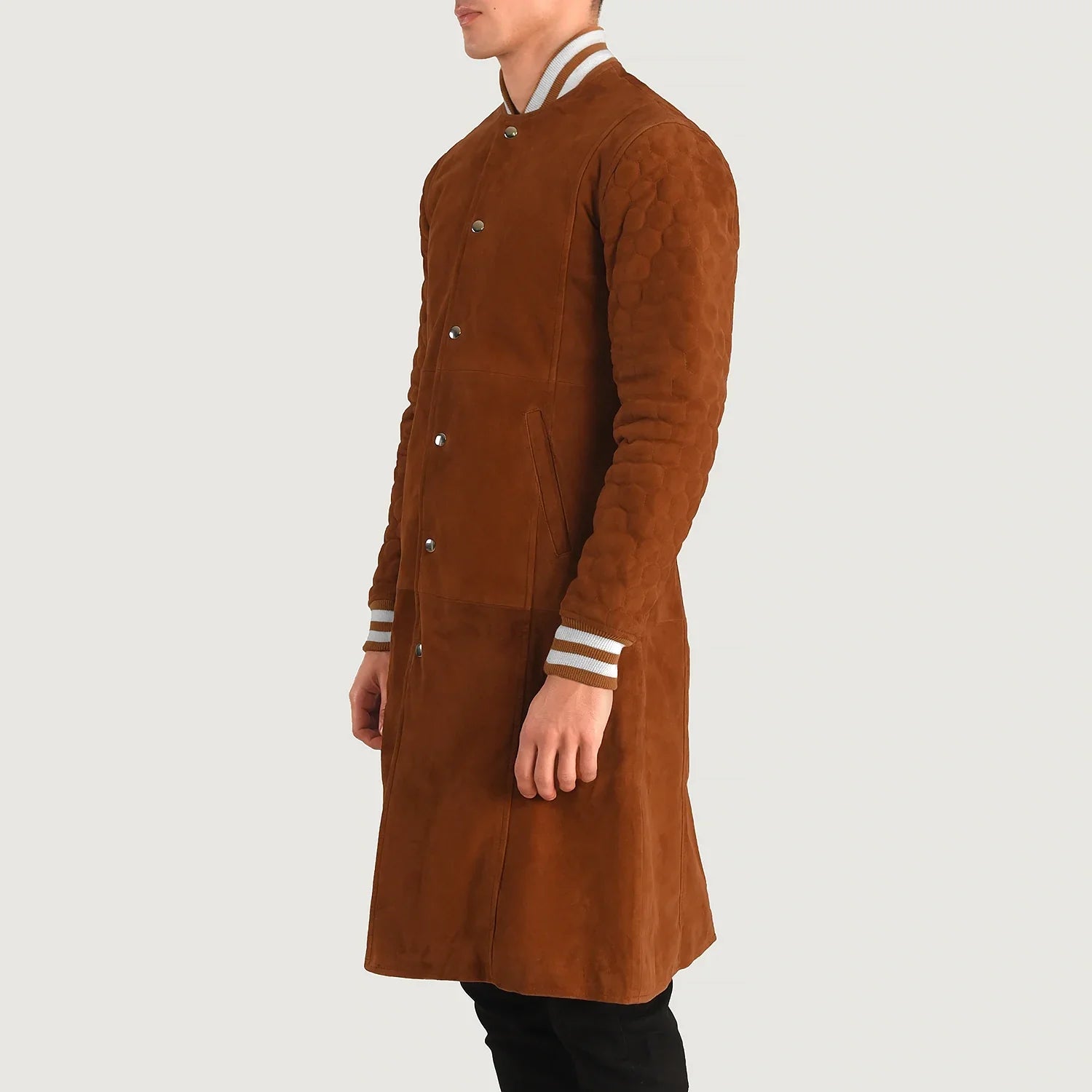 Wilde Tan Brown Suede Varsity Coat