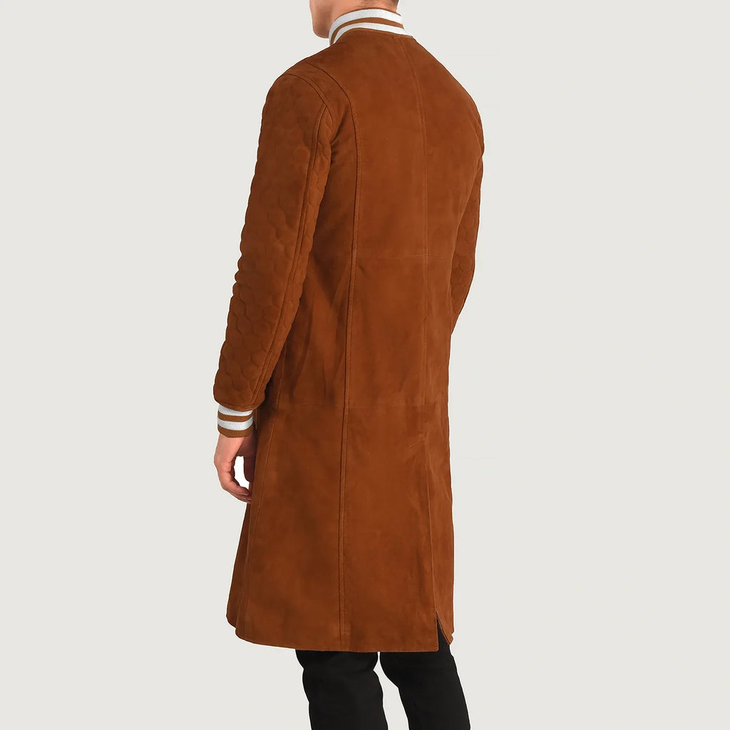 Wilde Tan Brown Suede Varsity Coat